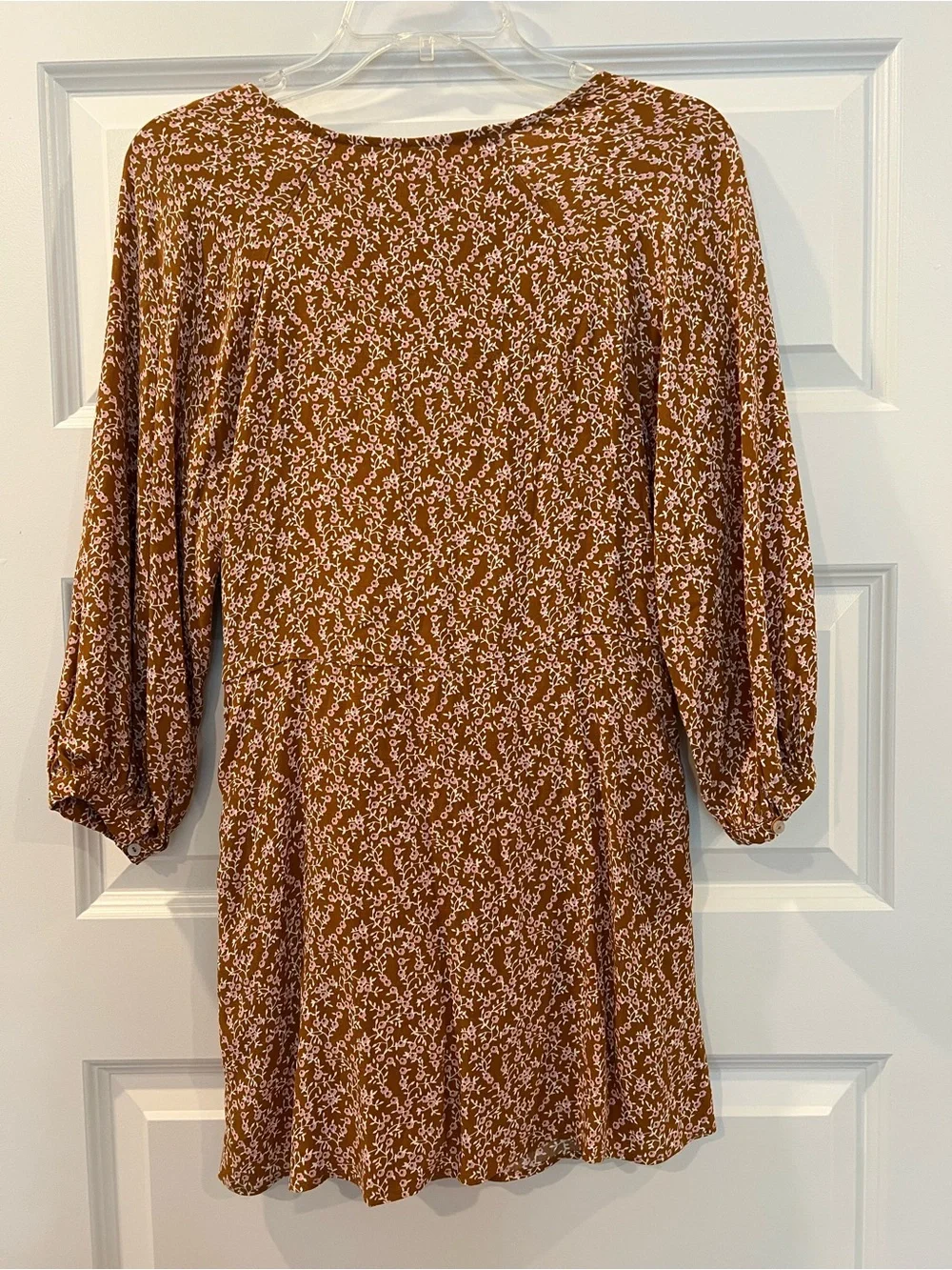 Free People Floral Faux Wrap Mini Dress Pockets Side Zip Boho Size XS - Picture 11 of 12